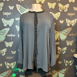 Banana Republic Tuxedo Style Blouse Gray Black corporate goth NWT